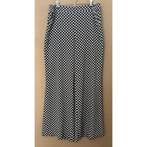 New York & Co Women Polka Dot Wide Leg Pants Elastic Waist Pockets Boho Career L